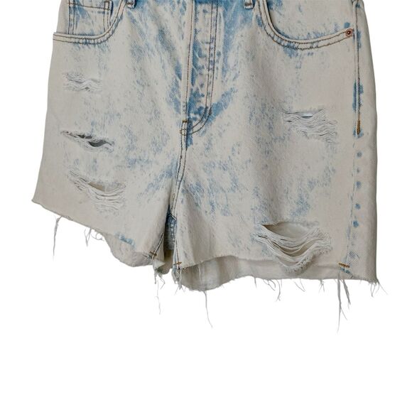 PacSun Jean Shorts Women's 27 Icon Acid Distressed Cut Off High Rise Button Fly - Picture 4 of 7